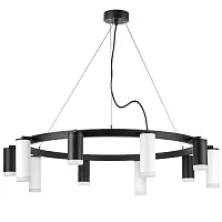 Люстра подвесная Rullo LR0203758650 Lightstar белая чёрная на 10 ламп, основание чёрное в стиле хай-тек Люстра подвесная Rullo LR0203758650 Lightstar белая чёрная на 10 ламп, основание чёрное в стиле хай-тек